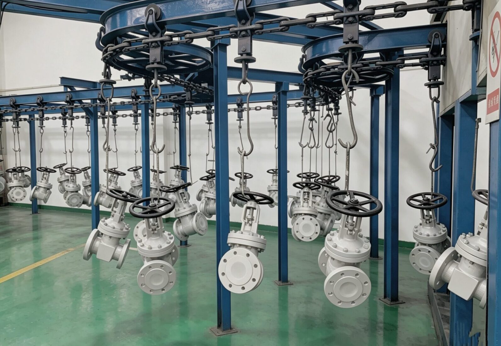 surface treatment line for valve